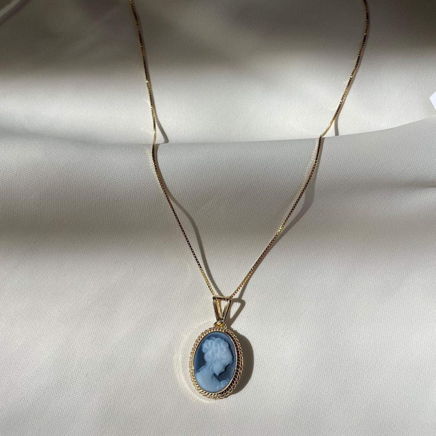 Blue cameo golden necklace, silver jewelry, made in Italy, personalised gift for her, agate genuine Italian cameo, cameo set, cameo necklace