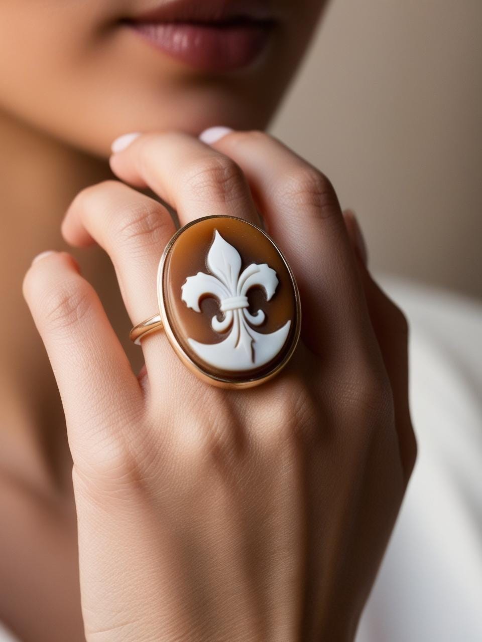 Fleur de Lis Cameo Ring -45mm-