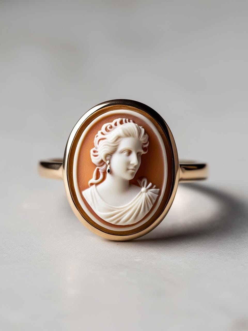 Princess Diana Cameo Ring, Victorian, handmade ring, royal family, unique handmade gift for mother, 18K gold adjustable, made in Italy, mom