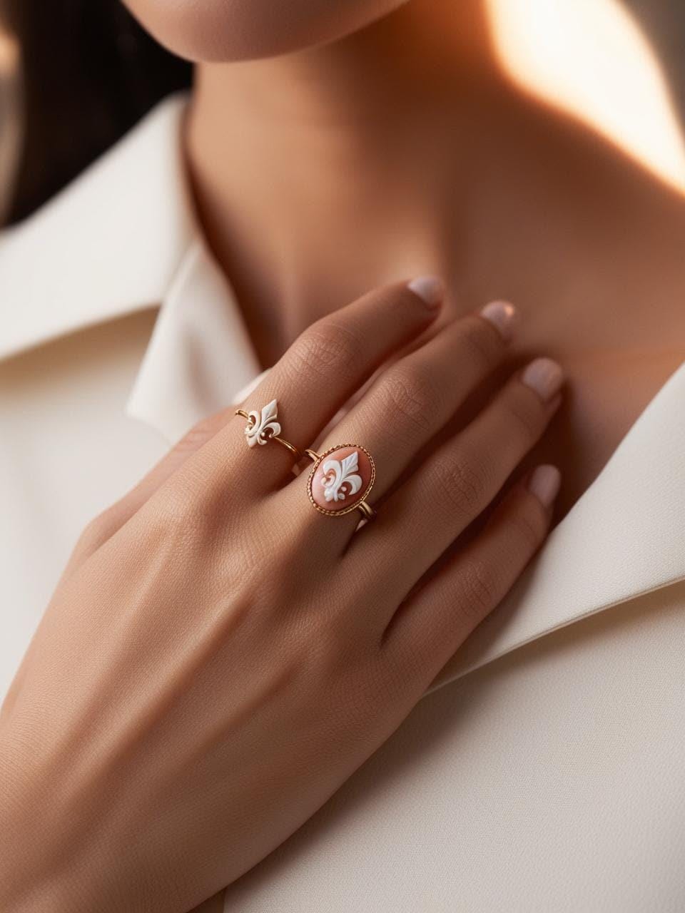 Fleur de Lis Cameo Ring 20mm
