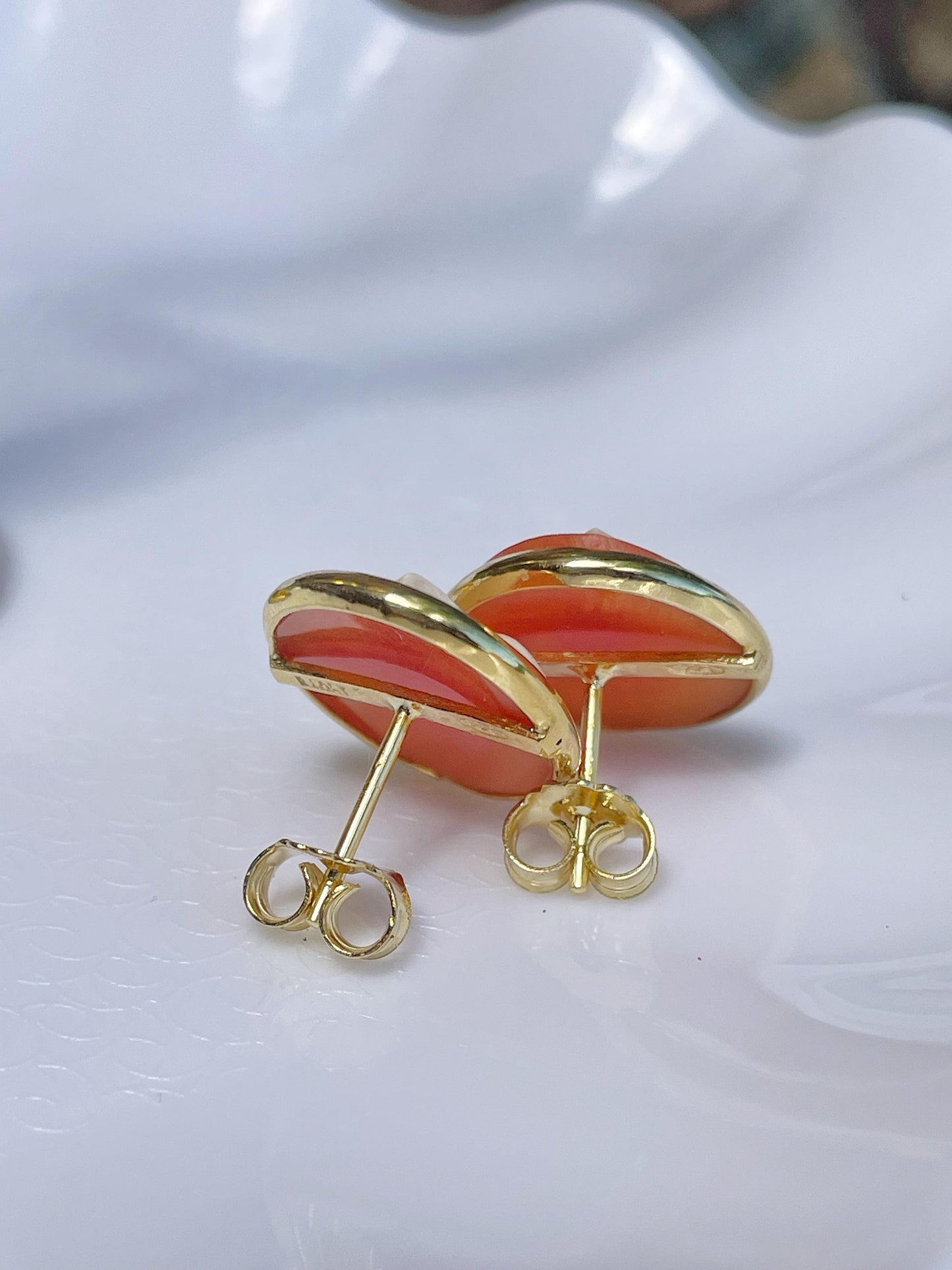 Fleur de Lis cameo stud earrings