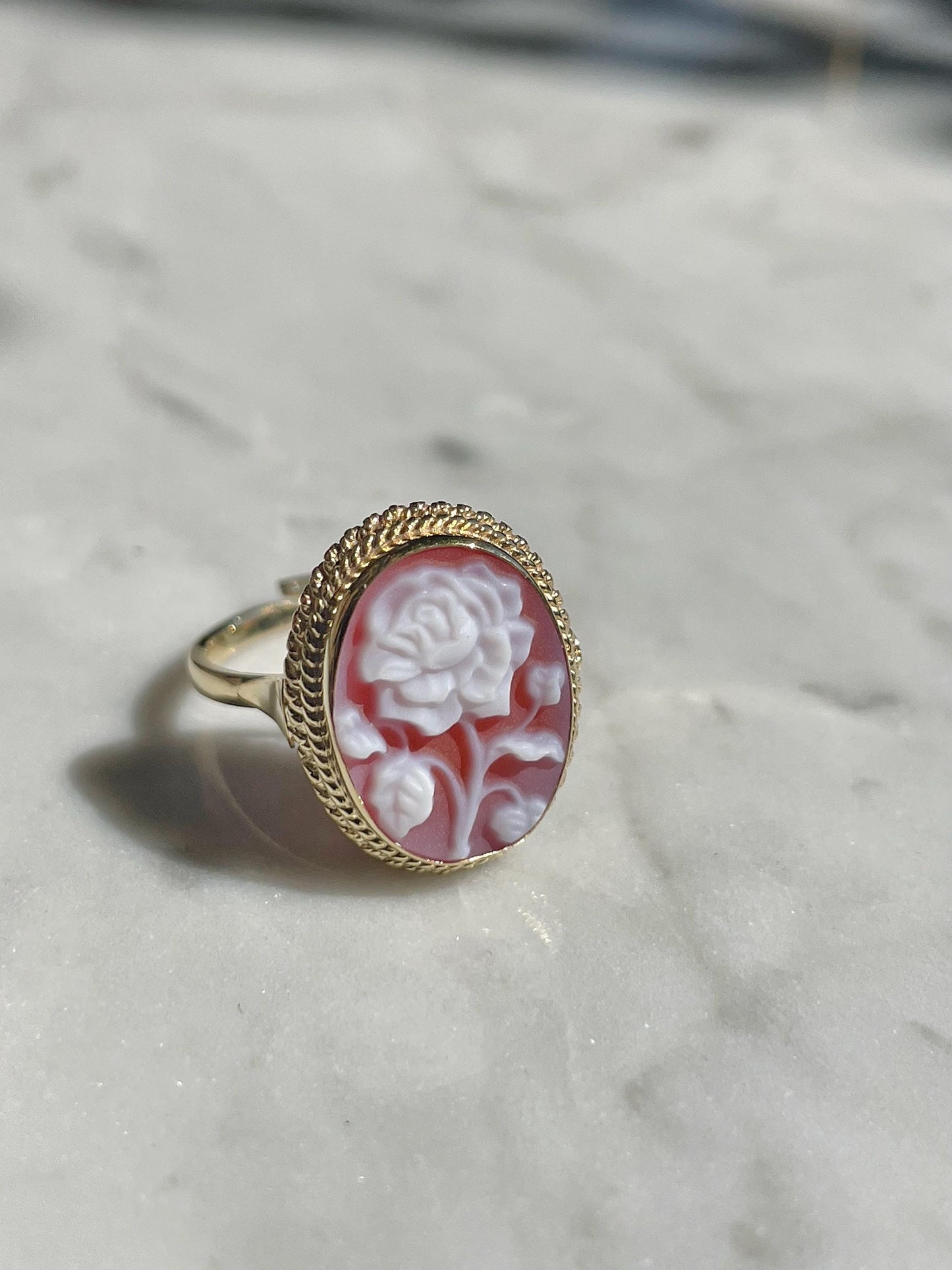 Red Rose cameo ring
