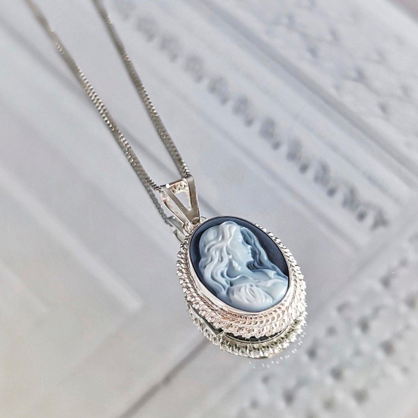 AnnieMae Blue Cameo Necklace