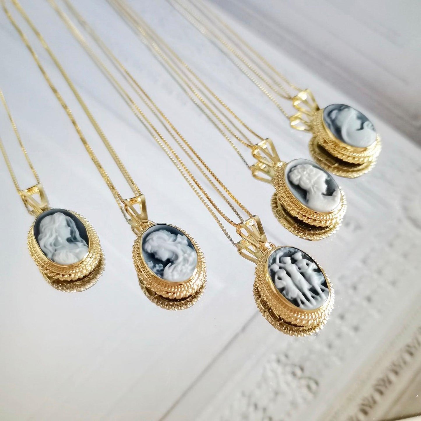 AnnieMae Blue Cameo Necklace