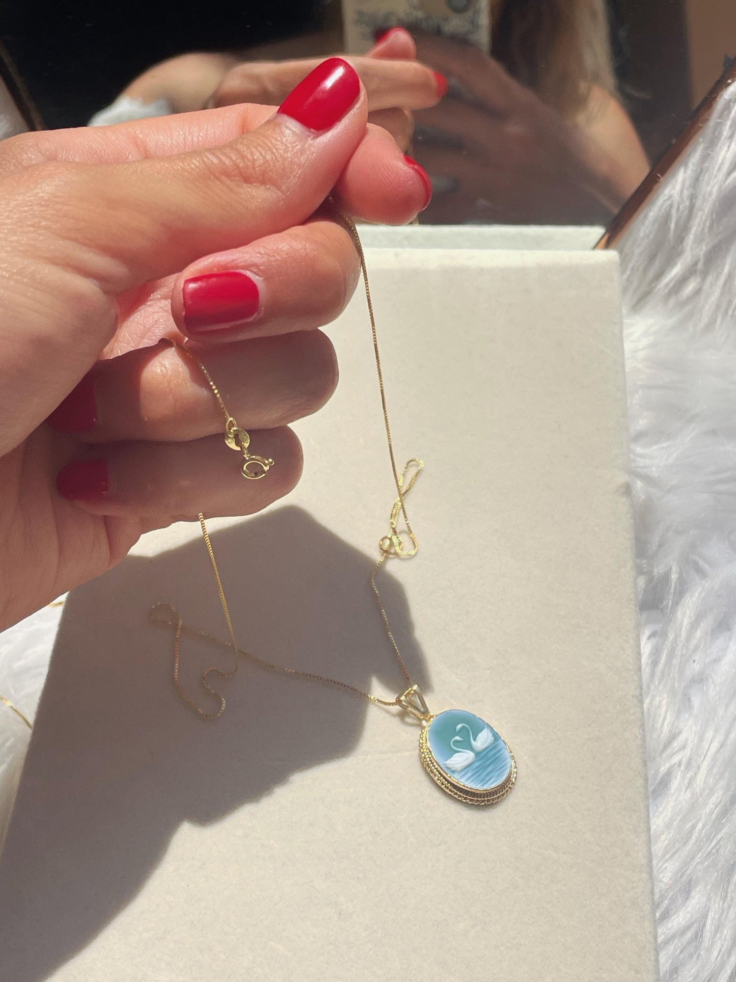 Swan cameo necklace