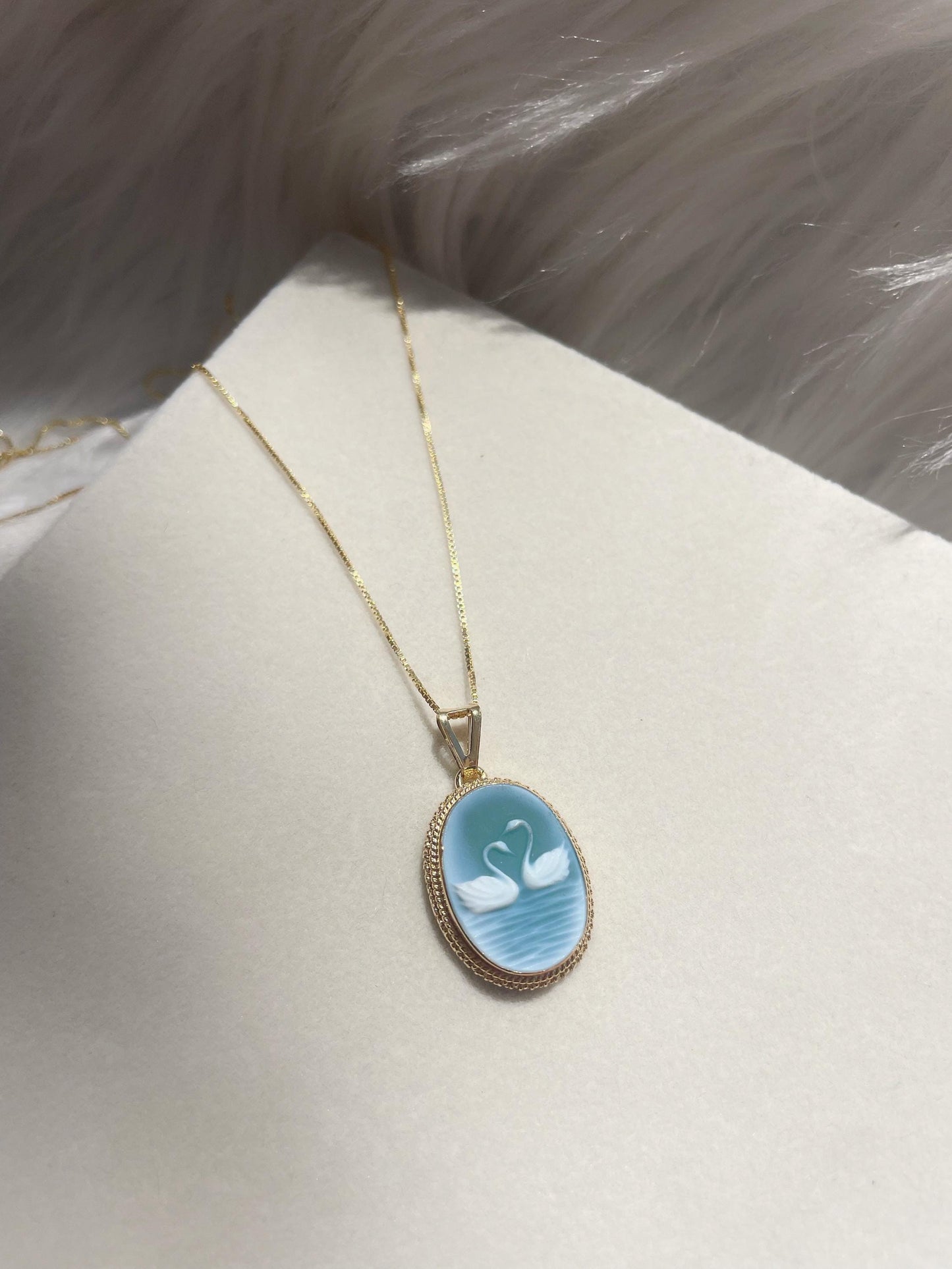 Swan cameo necklace