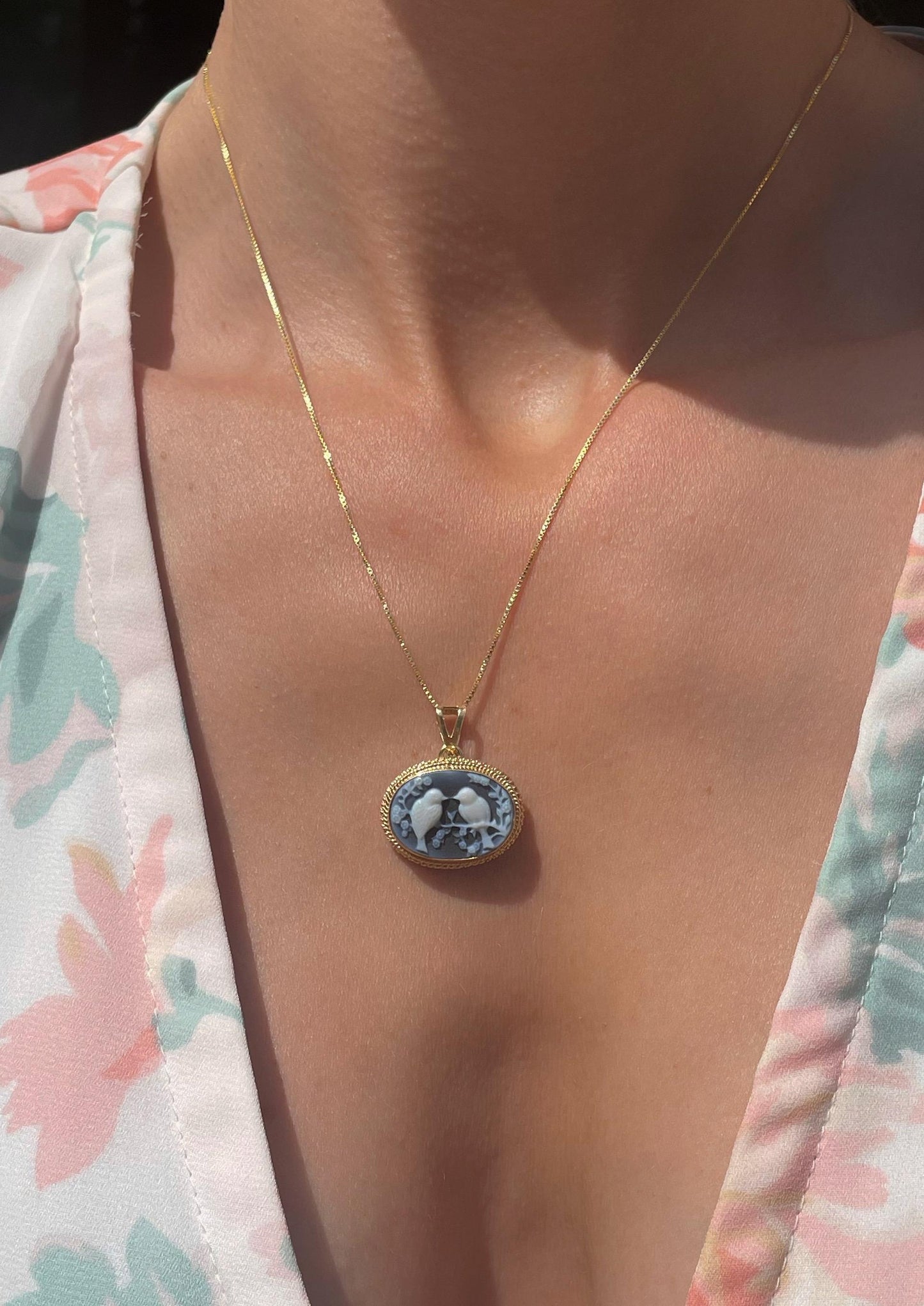 Bird cameo necklace