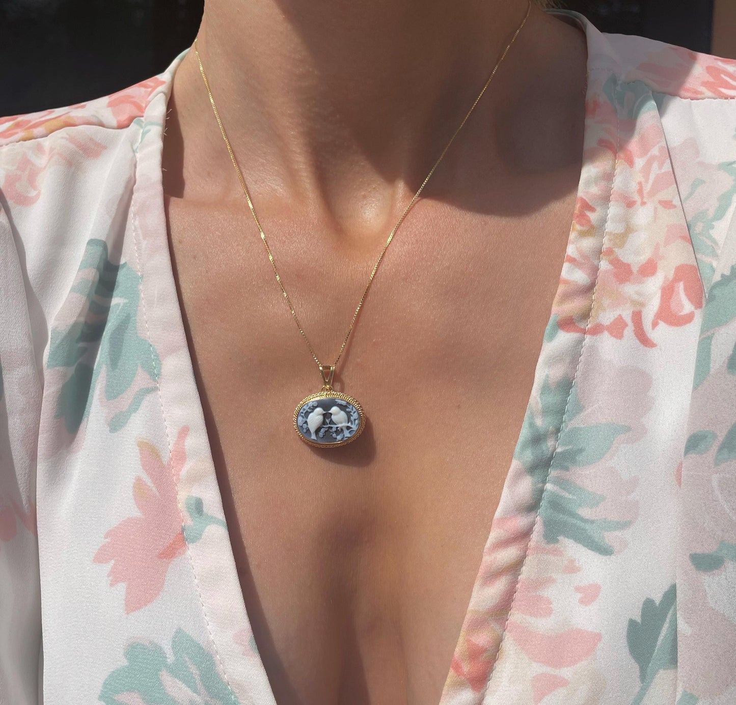 Bird cameo necklace