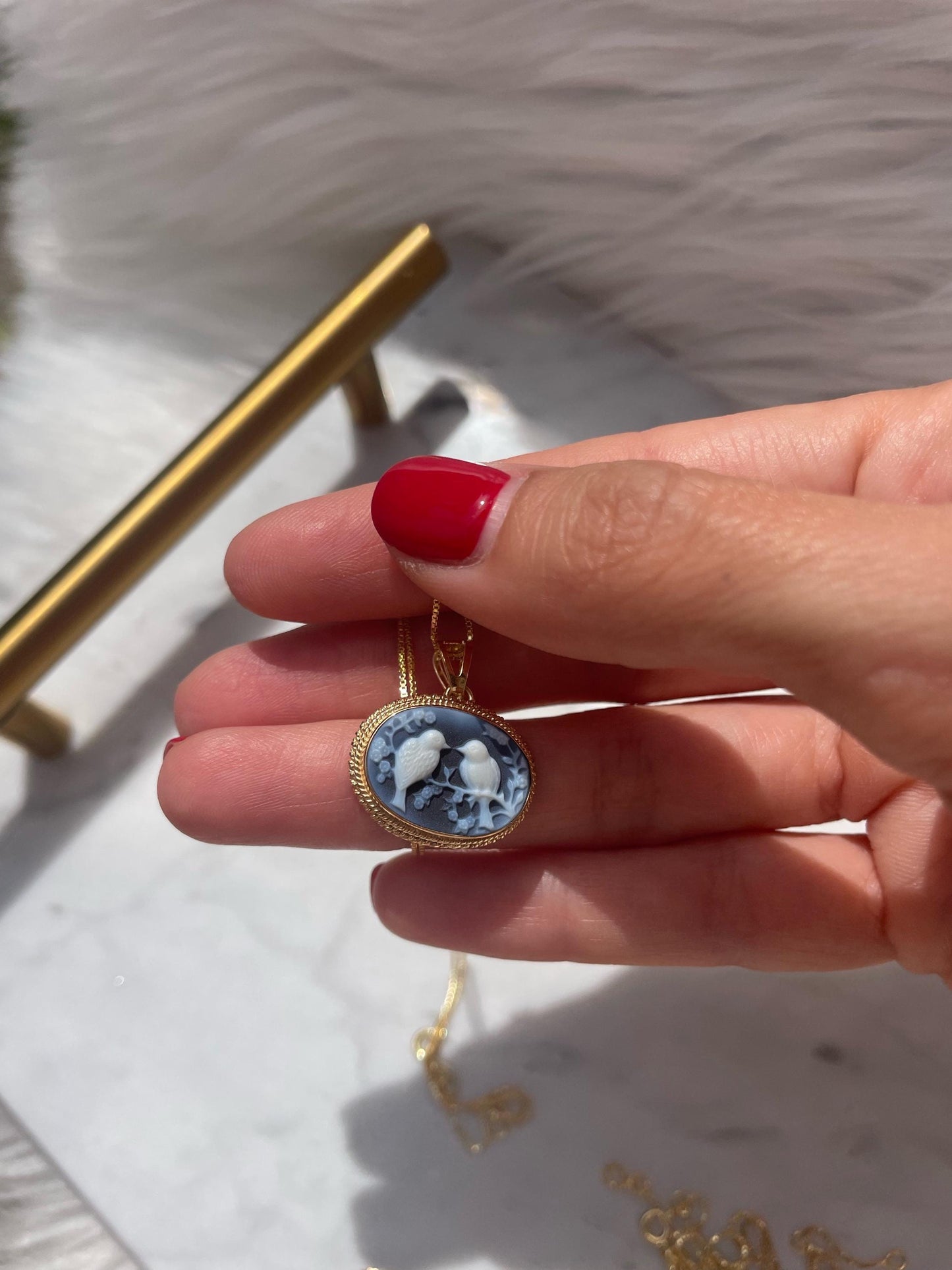 Bird cameo necklace