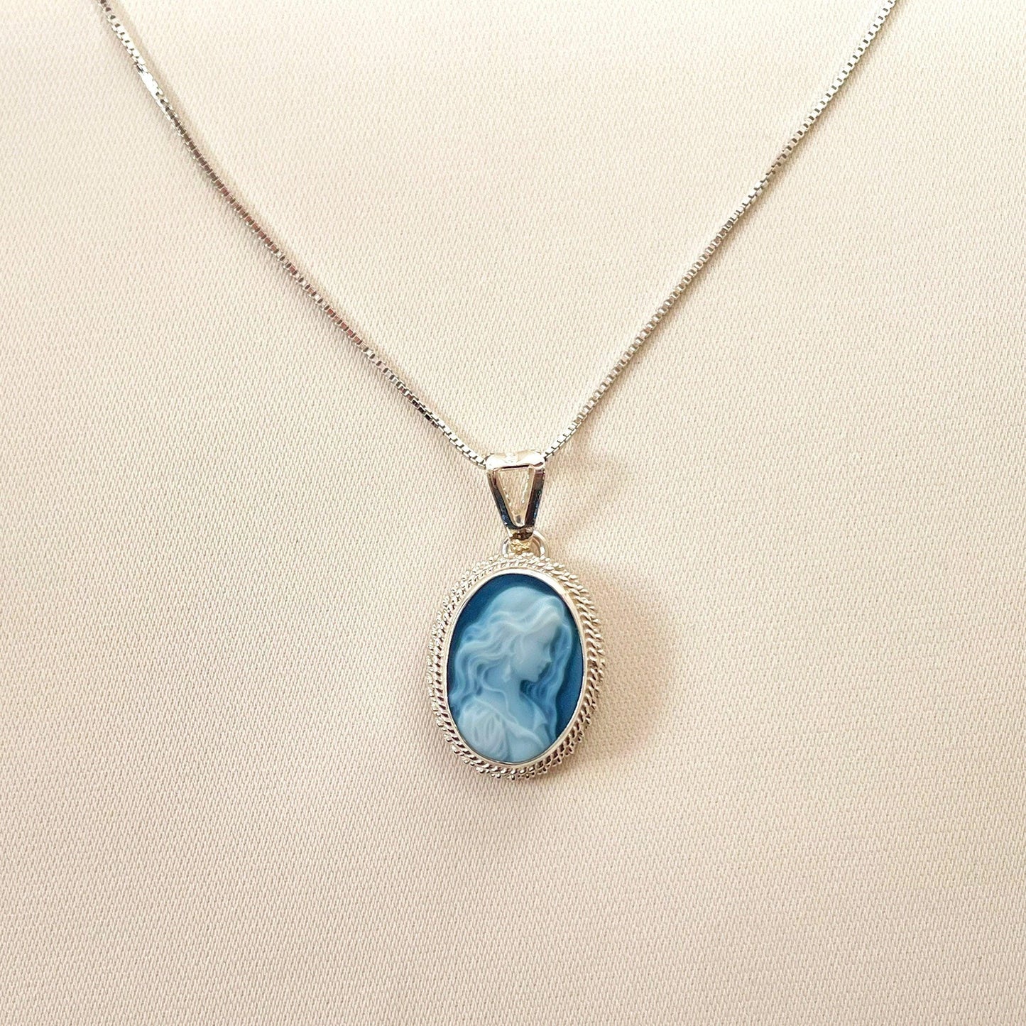 AnnieMae Blue Cameo Necklace