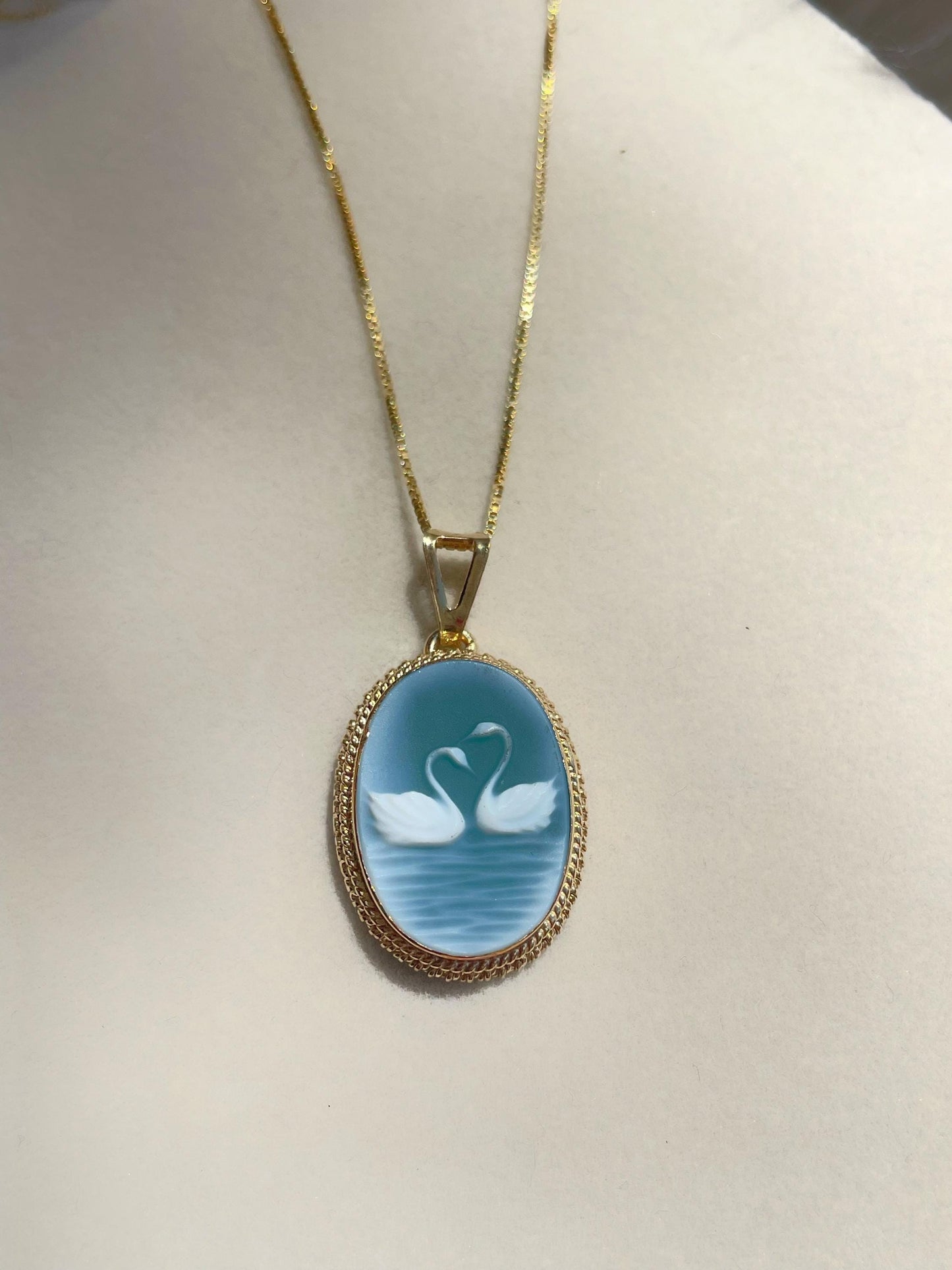Swan cameo necklace
