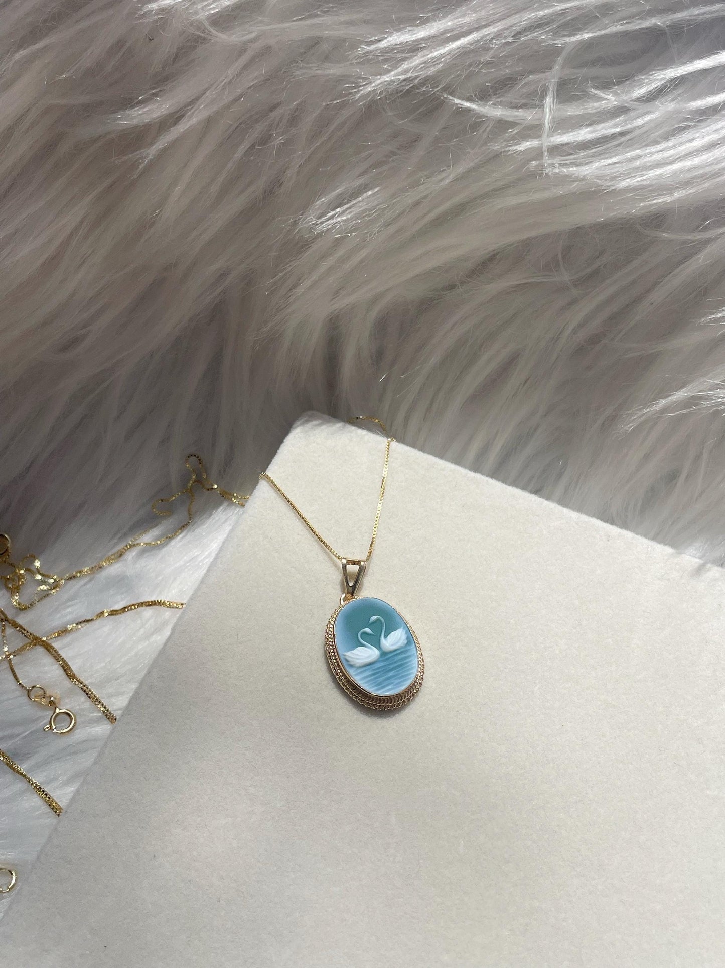 Swan cameo necklace