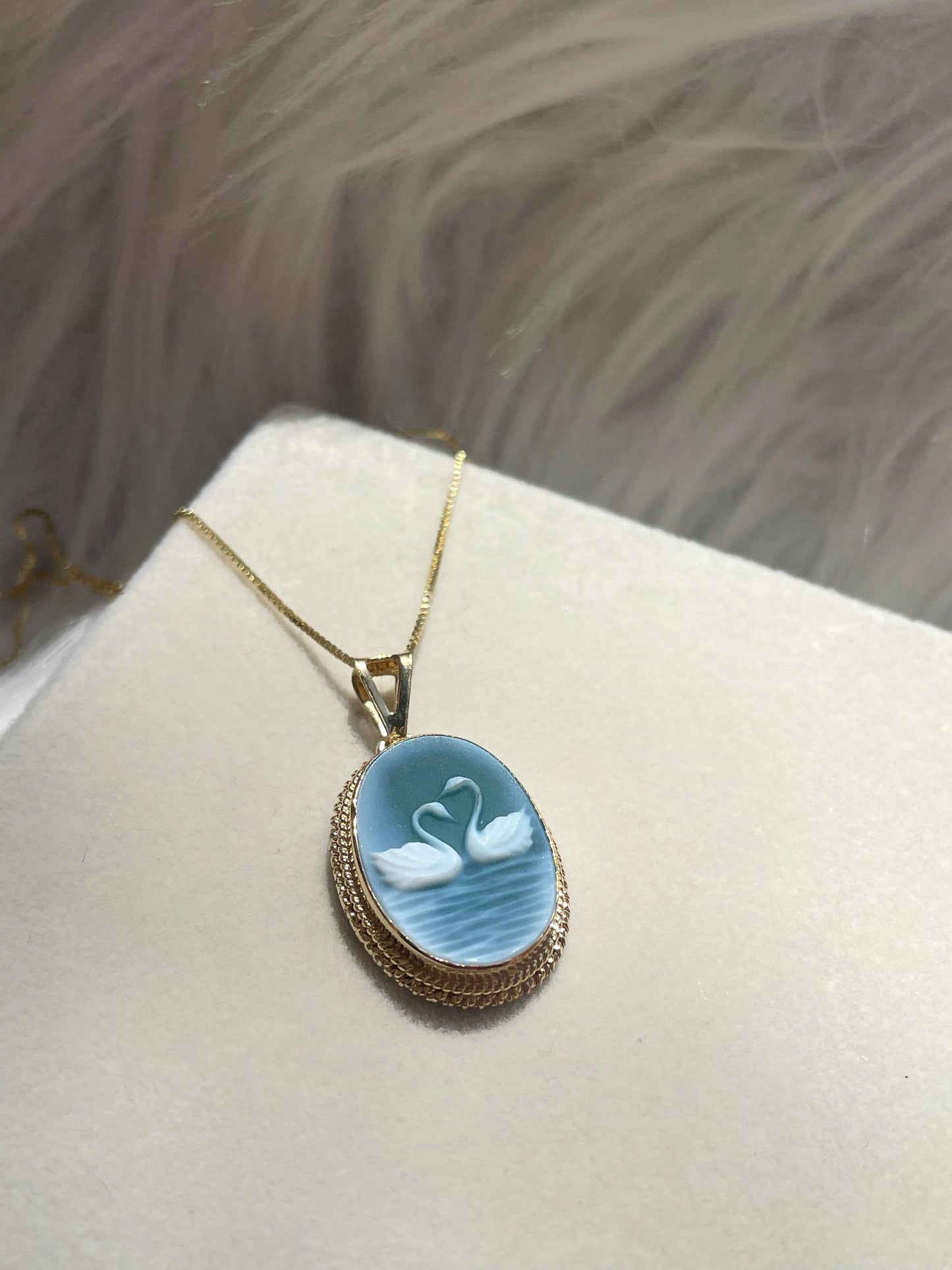 Swan cameo necklace