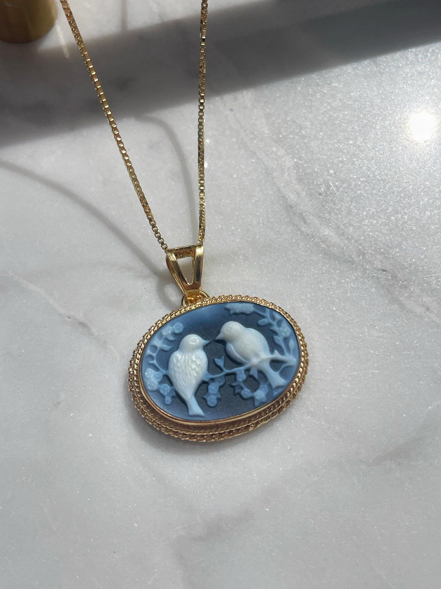 Bird cameo necklace