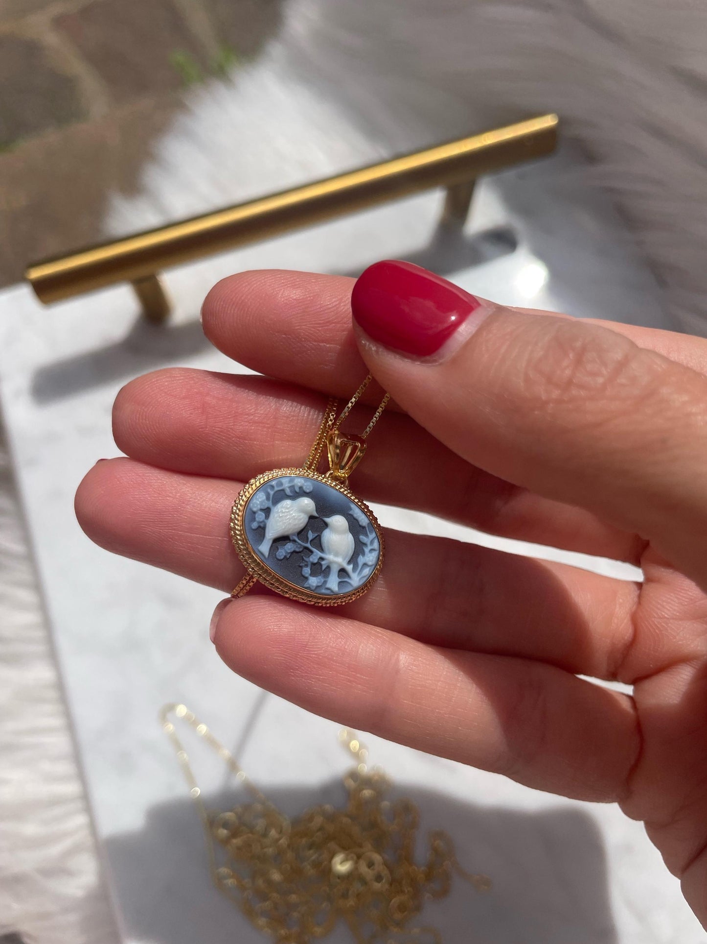 Bird cameo necklace