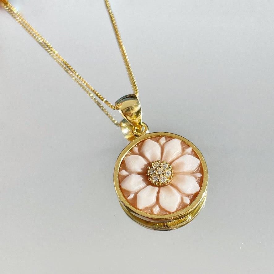 Cameo necklace, floral necklace, handmade gift, personalised gift, MADE IN ITALY, 18K gold minimalist necklace, free shipping, cameo jewelry