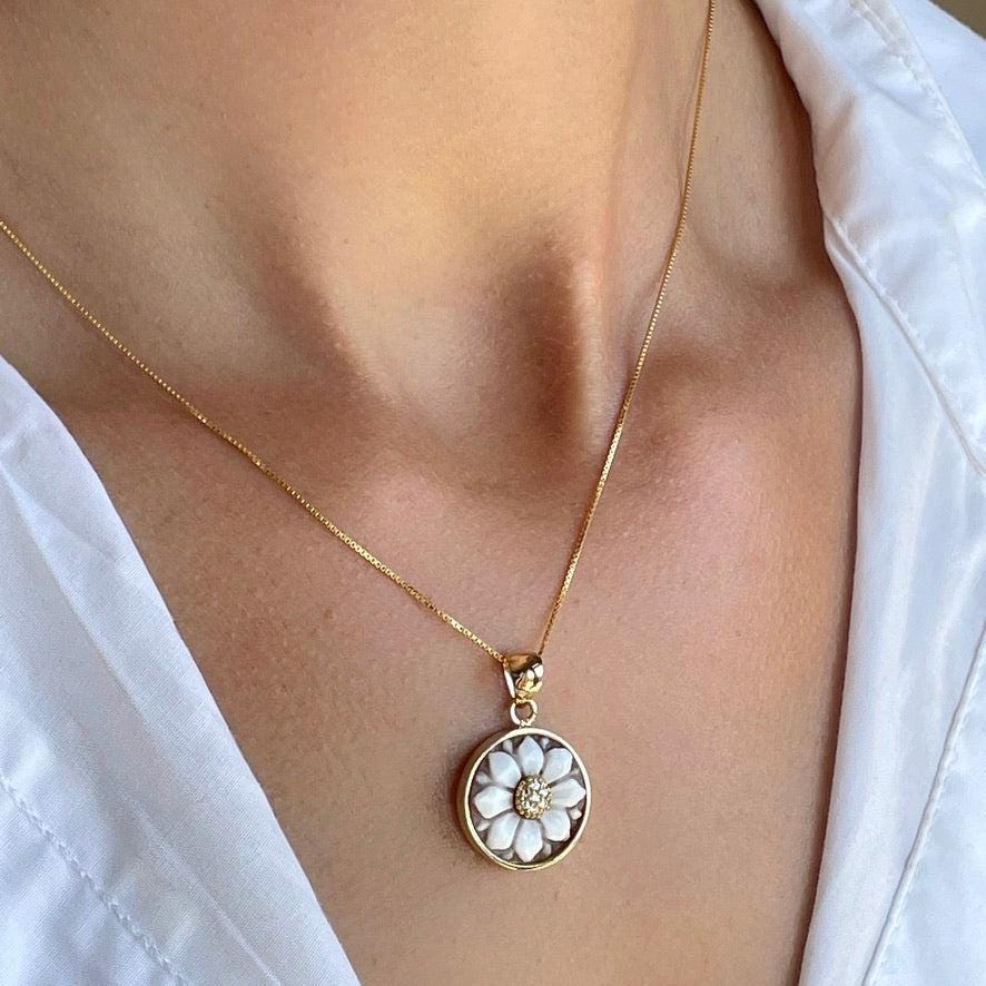 Cameo necklace, floral necklace, handmade gift, personalised gift, MADE IN ITALY, 18K gold minimalist necklace, free shipping, cameo jewelry