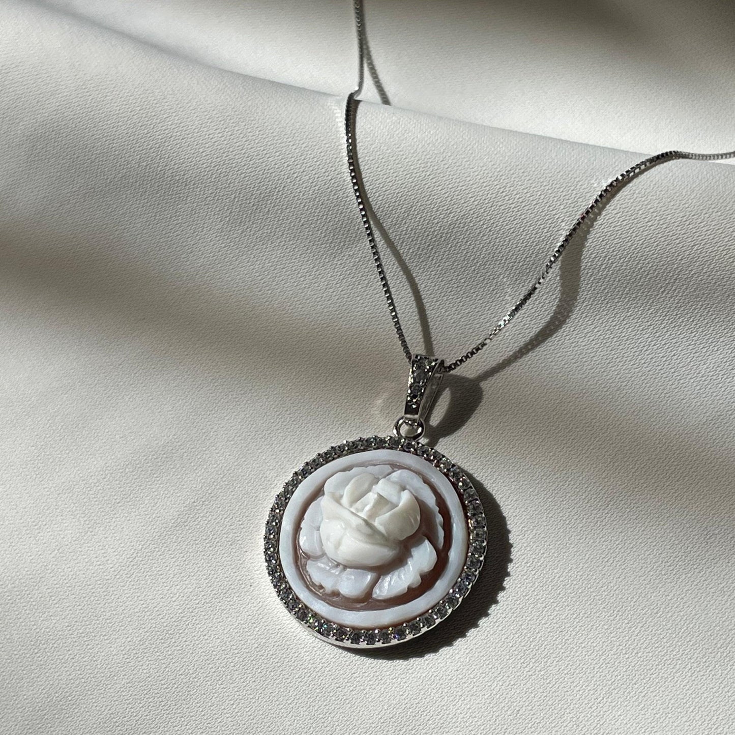 Cameo silver Necklace, handmade jewelry, rose cameo, unique wedding and anniversary gift, made in Italy, rose pendant, cameo jewelry, mom