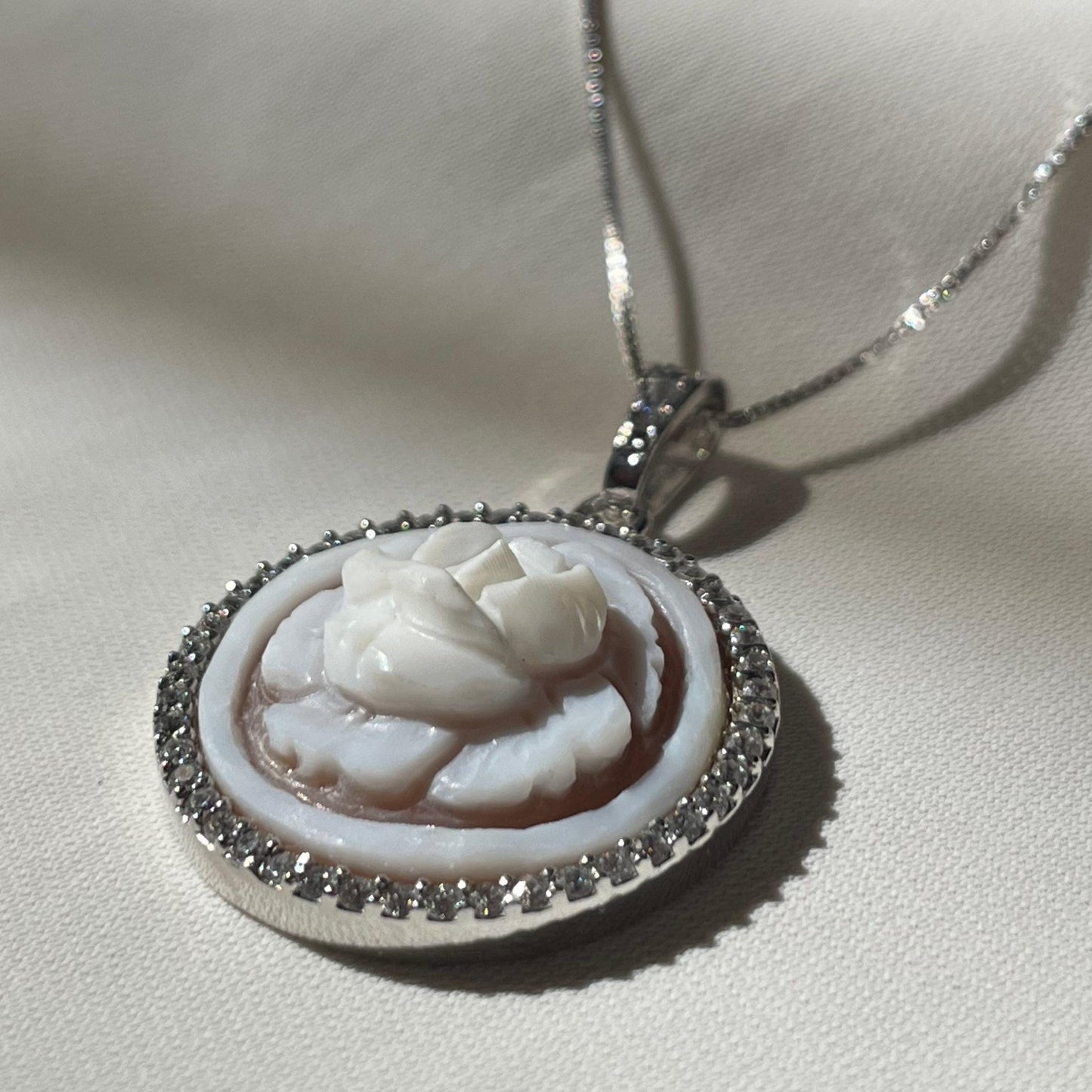 Cameo silver Necklace, handmade jewelry, rose cameo, unique wedding and anniversary gift, made in Italy, rose pendant, cameo jewelry, mom