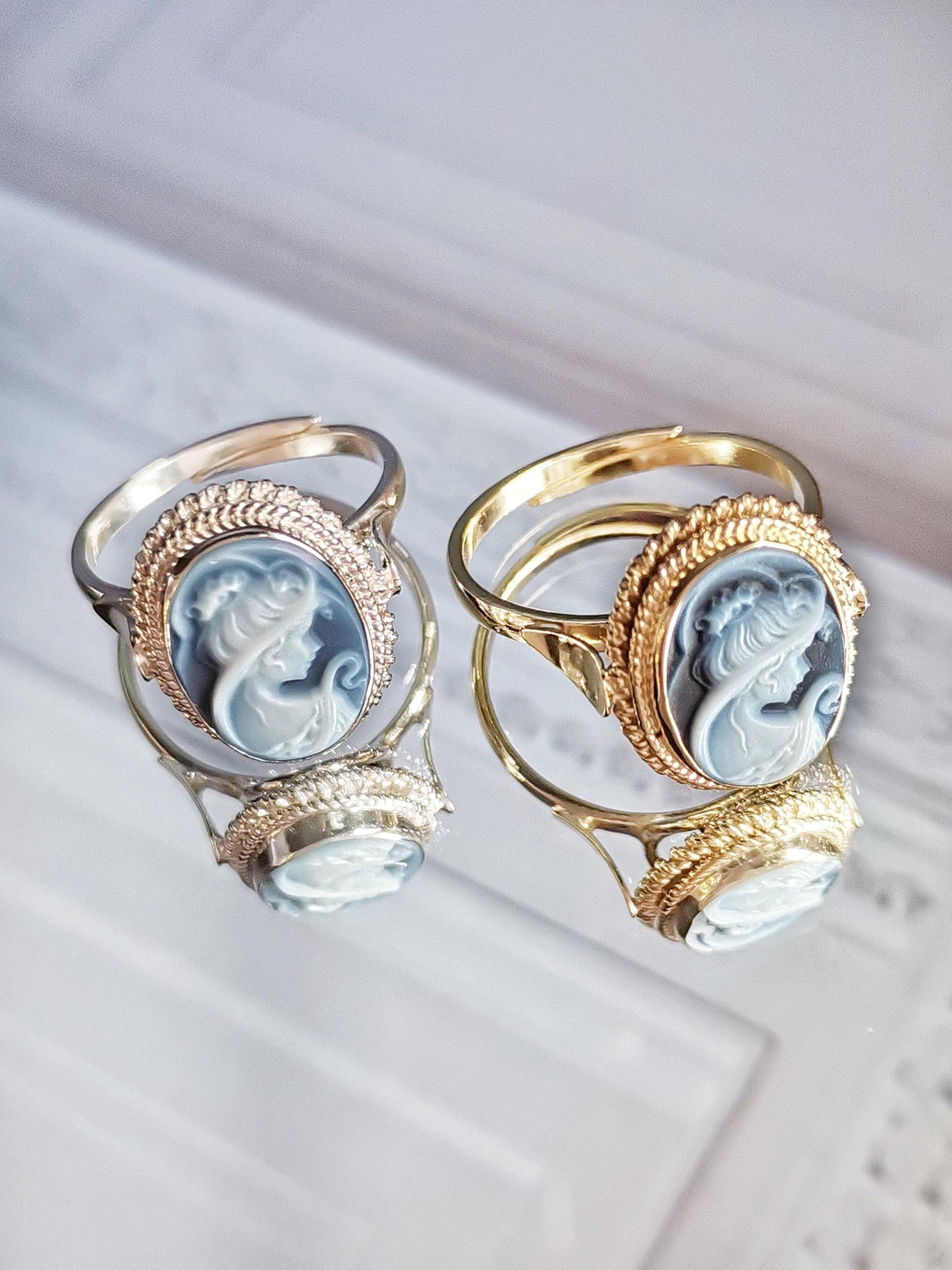 Blue cameo necklace, silver jewelry set, made in Italy, personalised gift for her, agate genuine Italian cameo, cameo set, cameo necklace