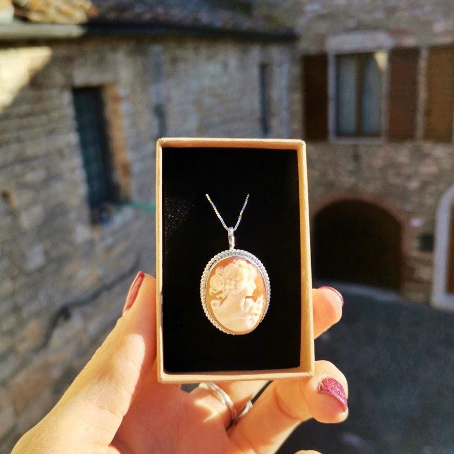 Vintage Cameo necklace, genuine cameo, handmade gift, sea shell cameo, pin brooch cameo, bridal jewelry, fall wedding, unique gift for her