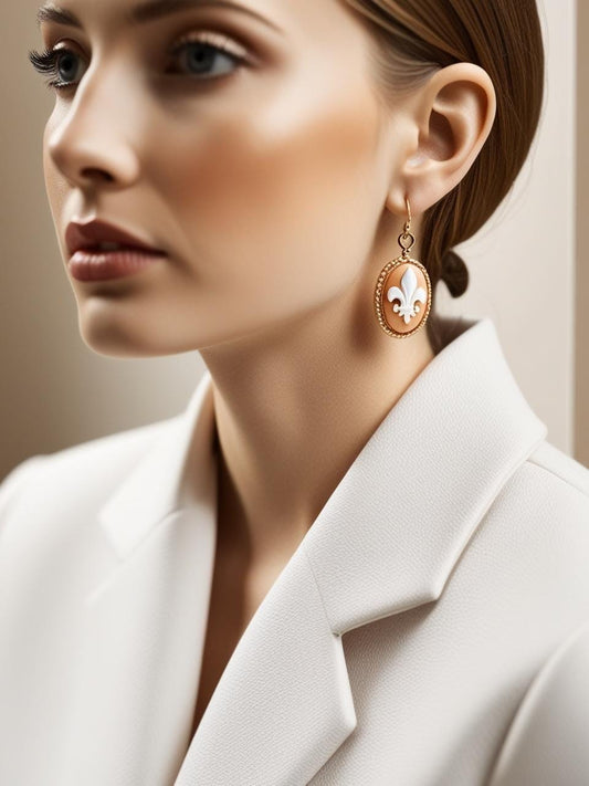 Fleur de Lis cameo earrings