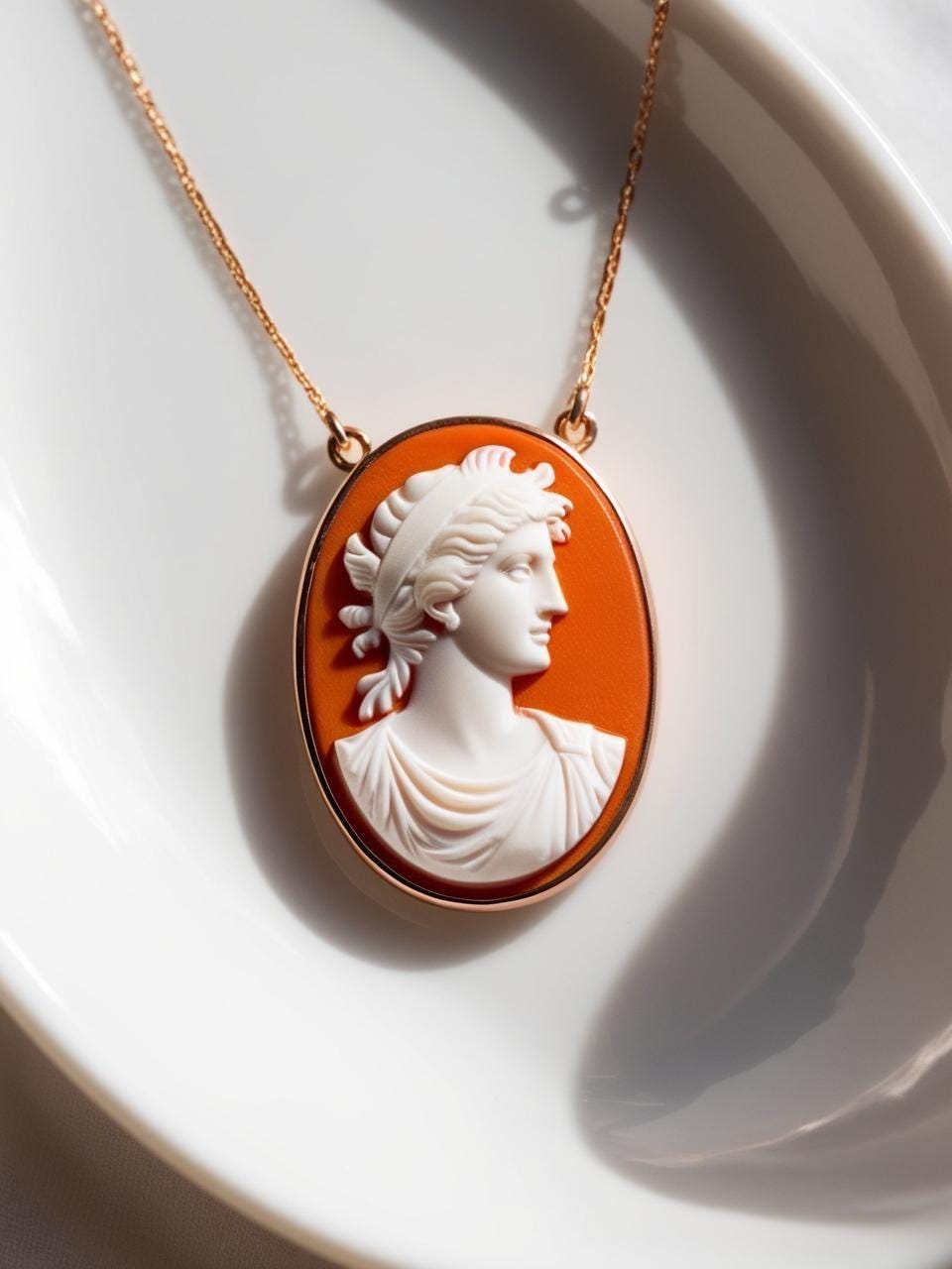 Roman goddess cameo necklace, fall wedding jewelry, bridal necklace, wedding gift, genuine Italian cameo, dainty necklace, 18K gold plated