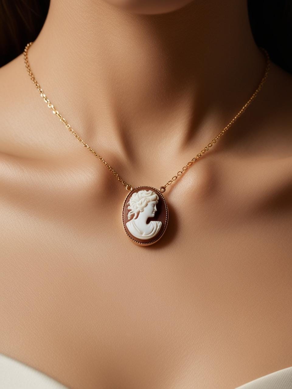 Vintage style cameo necklace, Lady and bird, personalised gift for her, bridal necklace, wedding, genuine Italian cameo, jewelry gift set