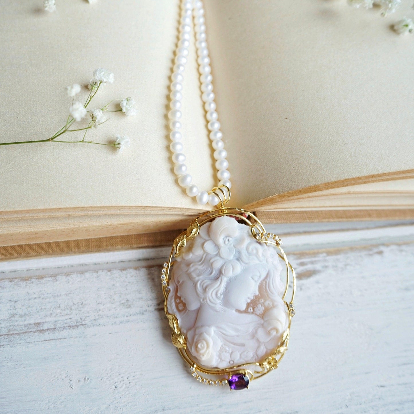 Genuine cameo jewelry necklace, sister gift, 18K gold necklace, personal gift for her, bridal wedding jewelry, unique, custom jewelry, mom