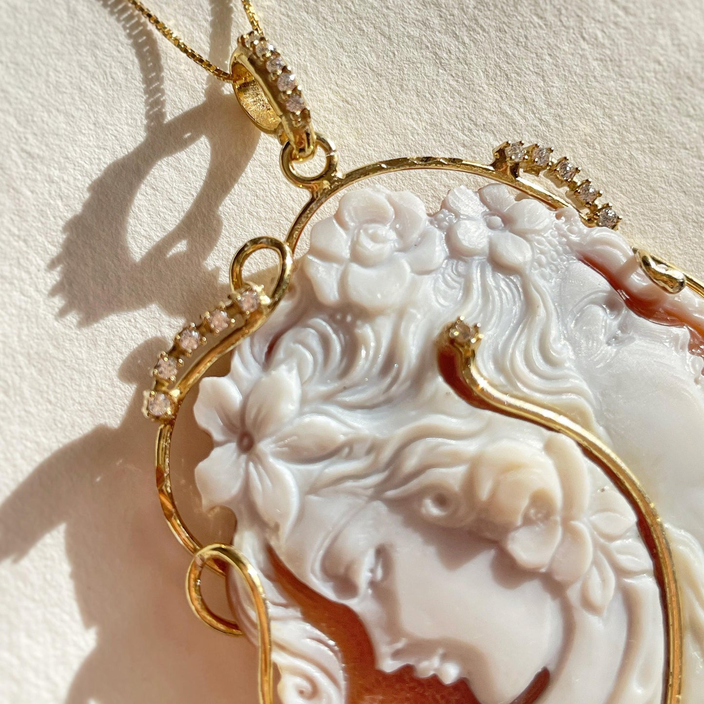 Cameo necklace, 18 karat gold jewelry, anniversary gift for her, wedding jewelry, free shipping, custom cameo, personalised, wedding fall