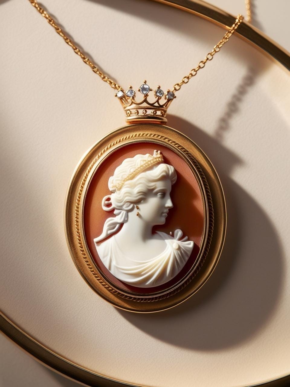 Princess Diana cameo necklace, Victorian jewelry, bridal necklace, wedding gift, genuine Italian cameo, vitage necklace, 18K gold plated