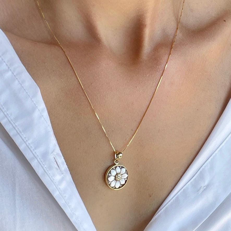 Cameo necklace, floral necklace, handmade gift, personalised gift, MADE IN ITALY, 18K gold minimalist necklace, free shipping, cameo jewelry
