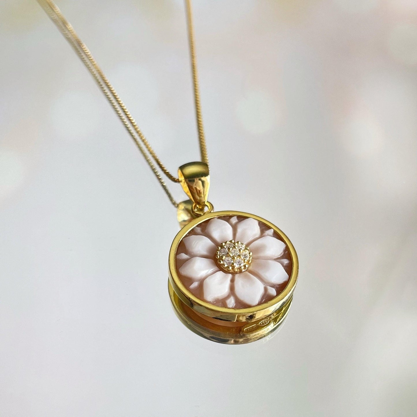 Cameo necklace, floral necklace, handmade gift, personalised gift, MADE IN ITALY, 18K gold minimalist necklace, free shipping, cameo jewelry