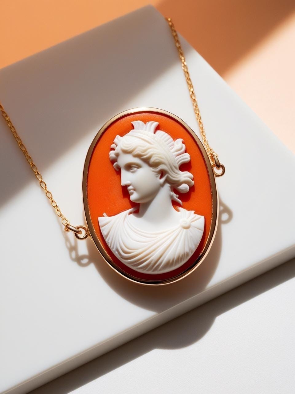 Roman goddess cameo necklace, fall wedding jewelry, bridal necklace, wedding gift, genuine Italian cameo, dainty necklace, 18K gold plated