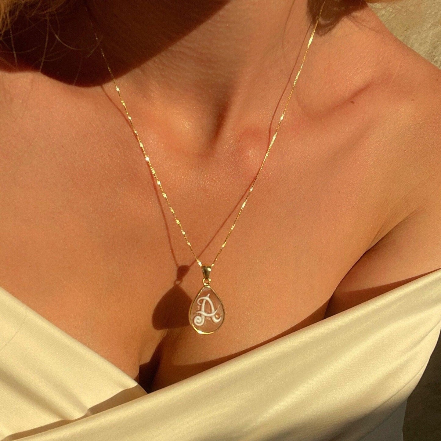 Letter J pendant, initials, cameo necklace, dainty, minimalistic golden necklace, shell cameo, minimalist jewelry, wedding gift, anniversary
