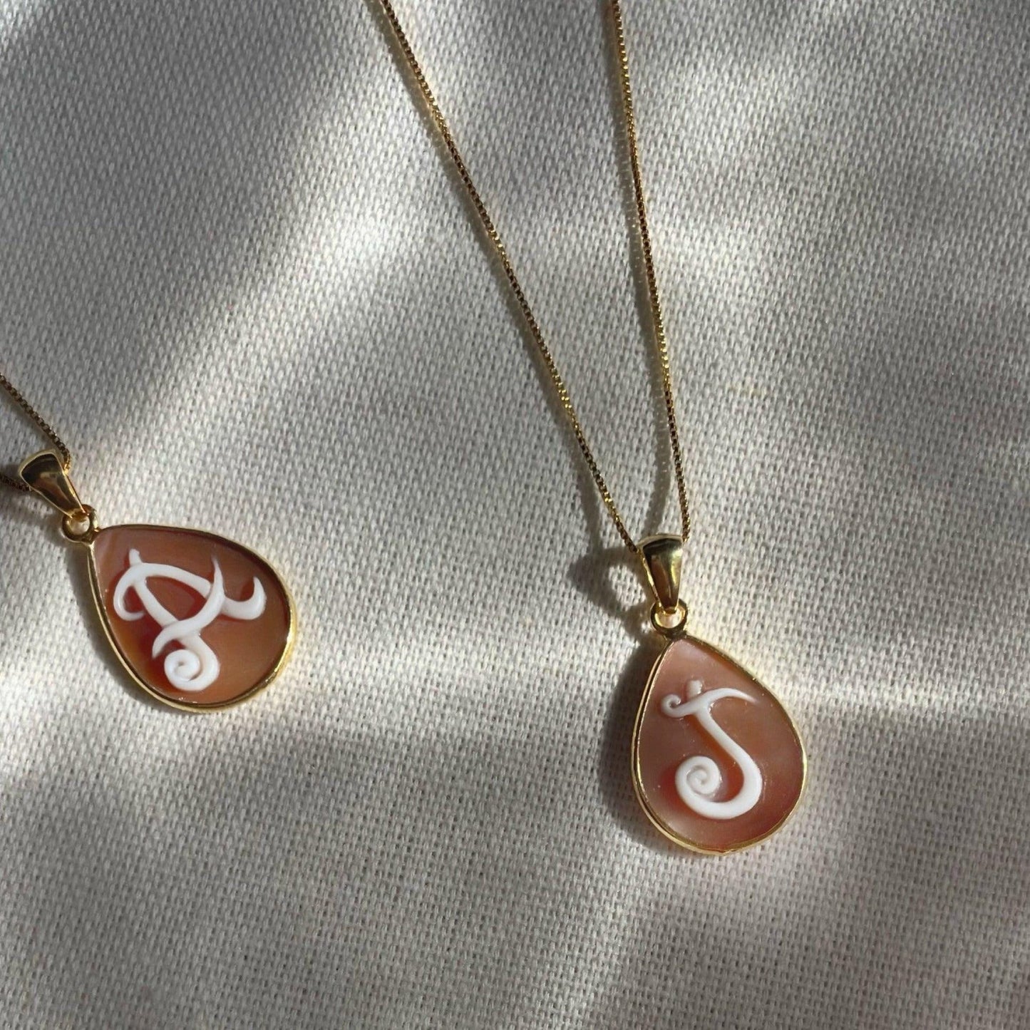 Letter J pendant, initials, cameo necklace, dainty, minimalistic golden necklace, shell cameo, minimalist jewelry, wedding gift, anniversary