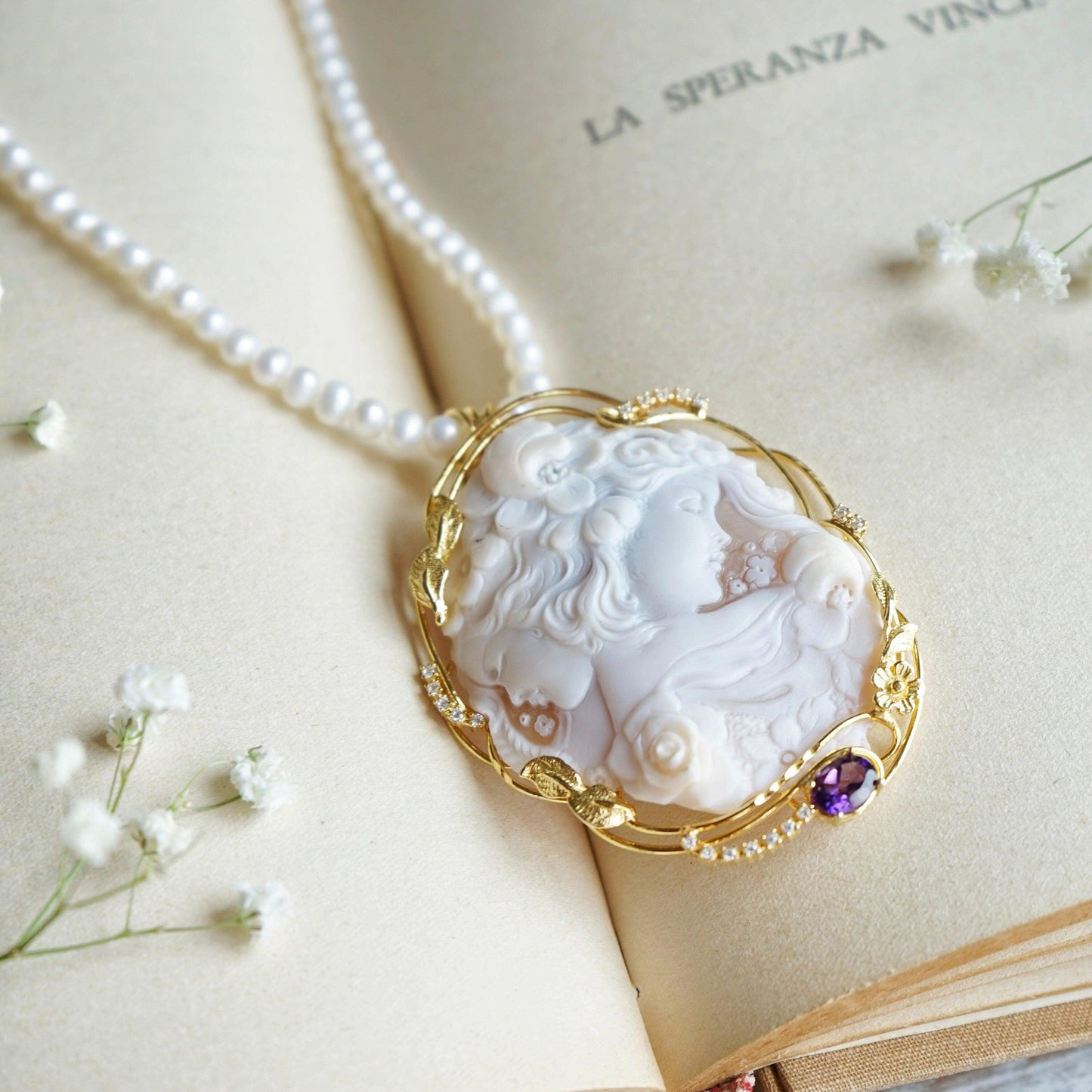 Genuine cameo jewelry necklace, sister gift, 18K gold necklace, personal gift for her, bridal wedding jewelry, unique, custom jewelry, mom