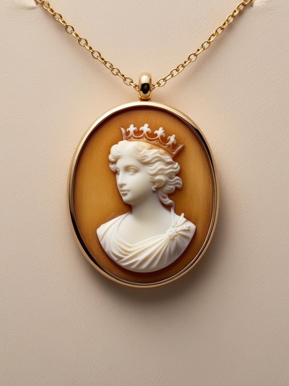 Princess Diana cameo necklace, Victorian jewelry, bridal necklace, wedding gift, genuine Italian cameo, vitage necklace, 18K gold plated