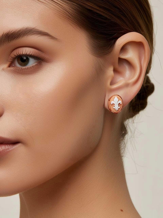 Fleur de Lis cameo earrings