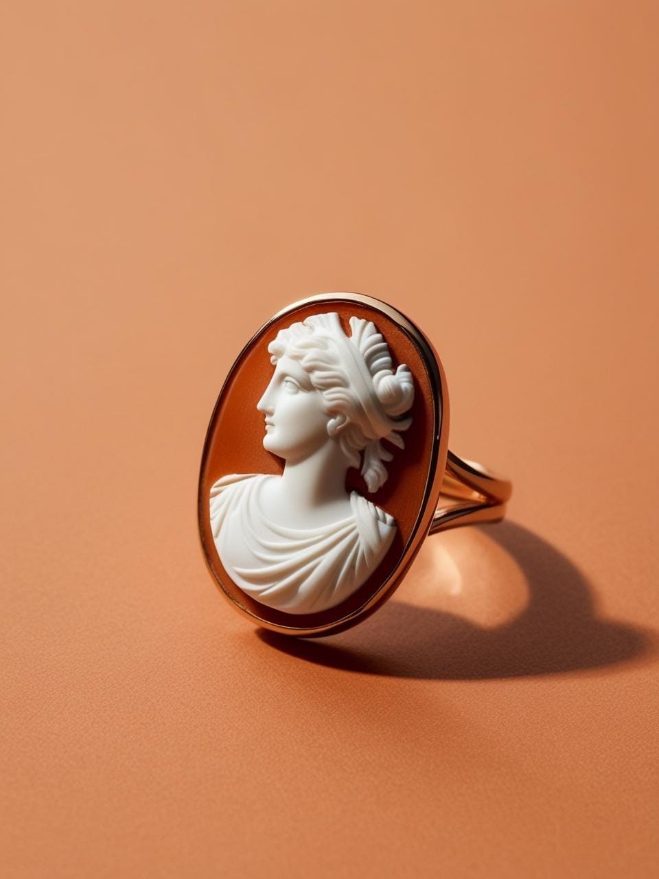 Roman goddess Cameo Ring, inspirational, made in Italy, handmade ring, gift for mother, unique handmade gift for daughter, 18K gold ring