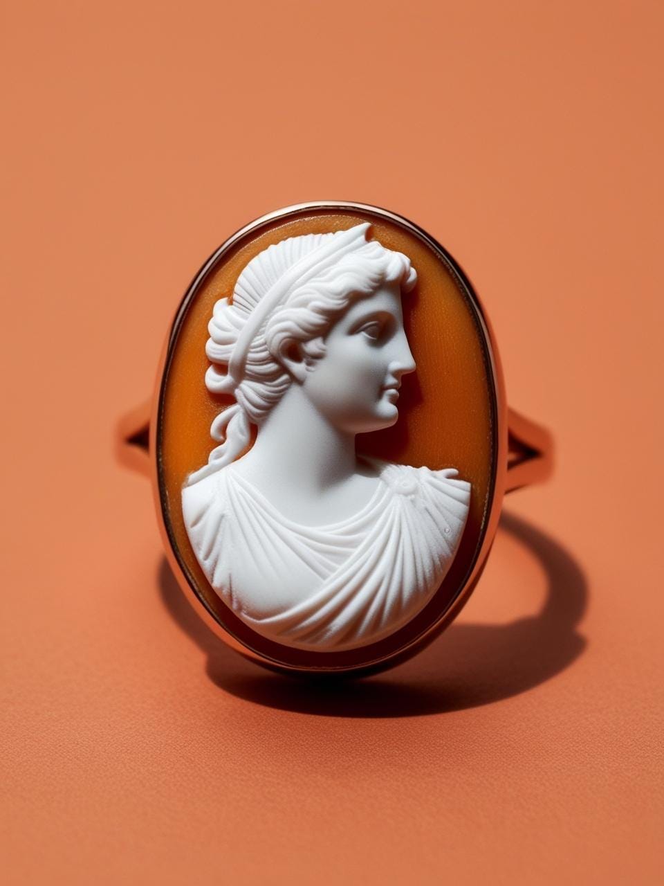 Roman goddess Cameo Ring, inspirational, made in Italy, handmade ring, gift for mother, unique handmade gift for daughter, 18K gold ring