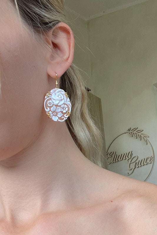 Golden Cameo Earrings