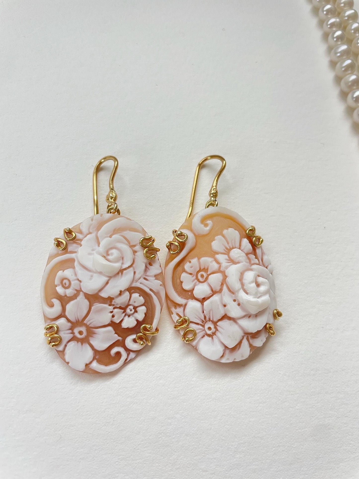 Golden Cameo earrings, mother gift, 18k gold earrings