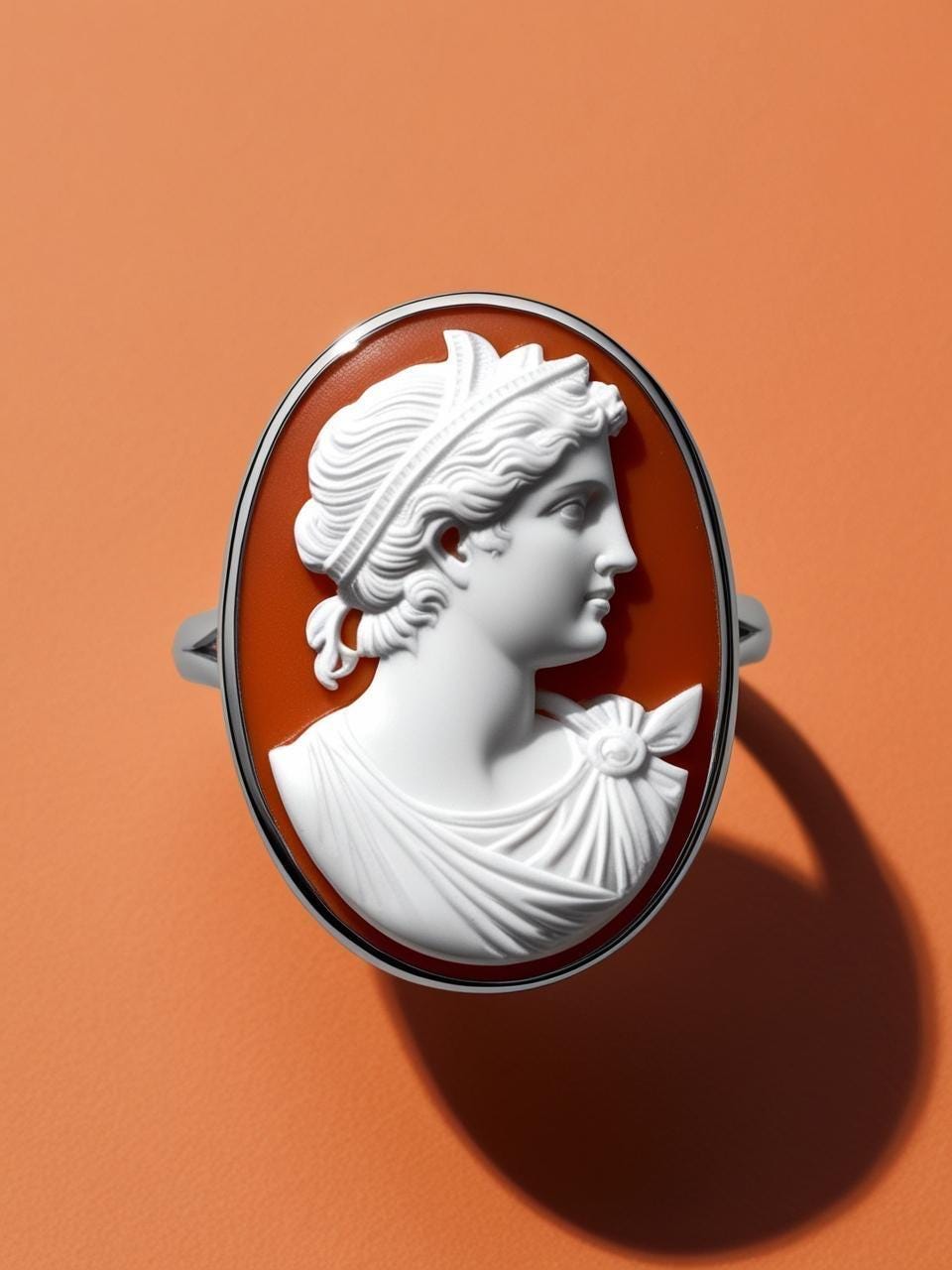 Roman goddess Cameo Ring, inspirational, made in Italy, handmade ring, gift for mother, unique handmade gift for daughter, 18K gold ring