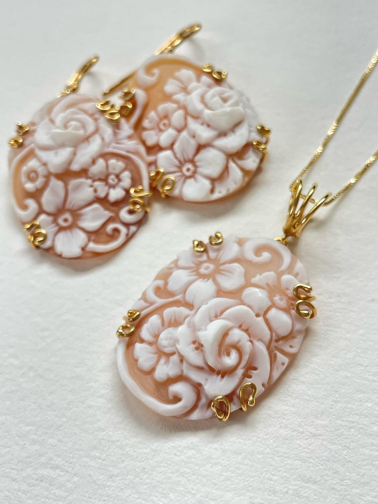 Golden Cameo earrings, mother gift, 18k gold earrings