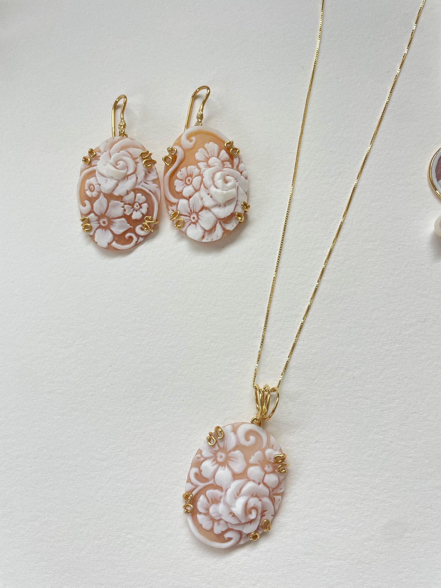 Golden Cameo earrings, mother gift, 18k gold earrings