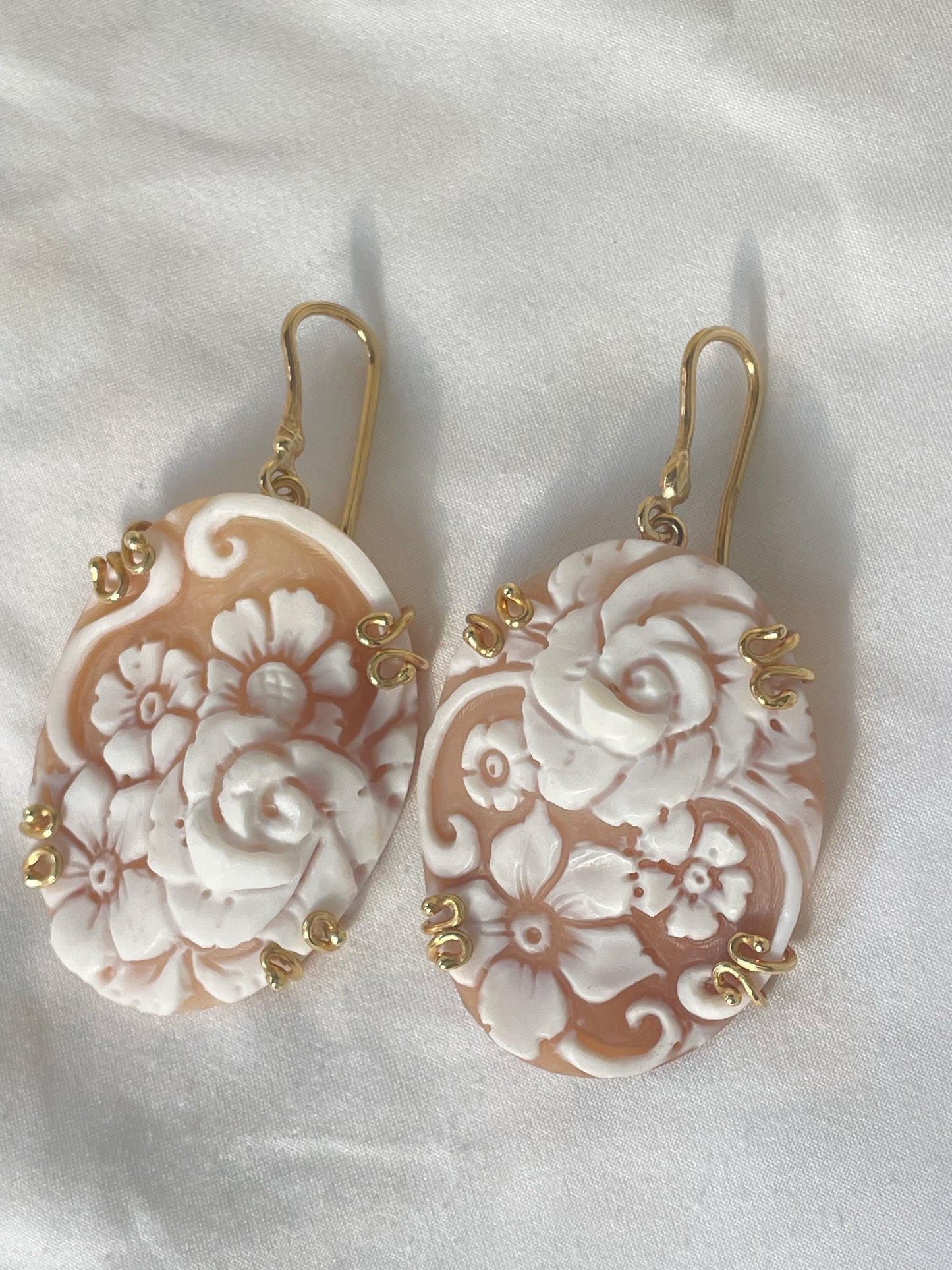 Golden Cameo earrings, mother gift, 18k gold earrings