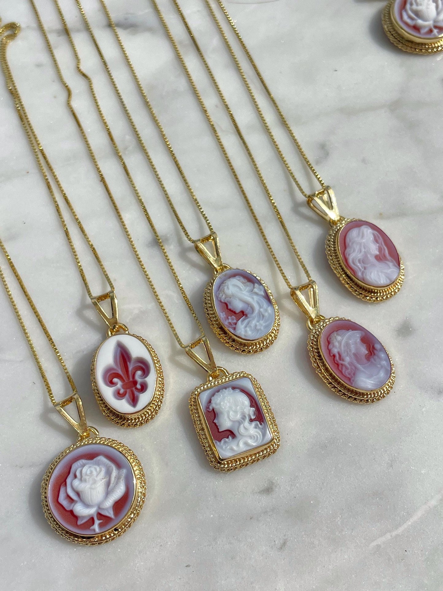 Fleur de Lis cameo necklace - red agate
