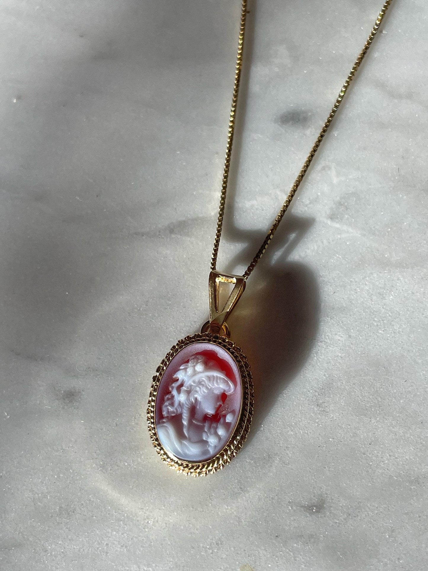 Lady cameo necklace, 18k gold, square cameo necklace, mom gift, silver sterling 925, made in Italy, antique cameo, rare vintage find, dainty