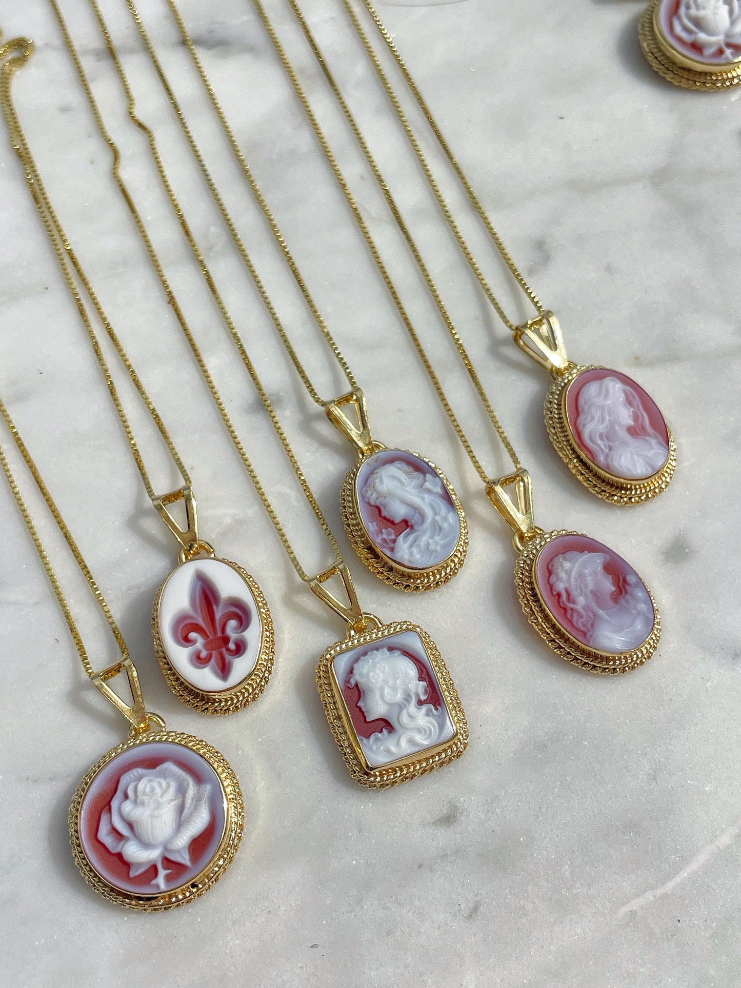 Lady cameo necklace, 18k gold, square cameo necklace, mom gift, silver sterling 925, made in Italy, antique cameo, rare vintage find, dainty